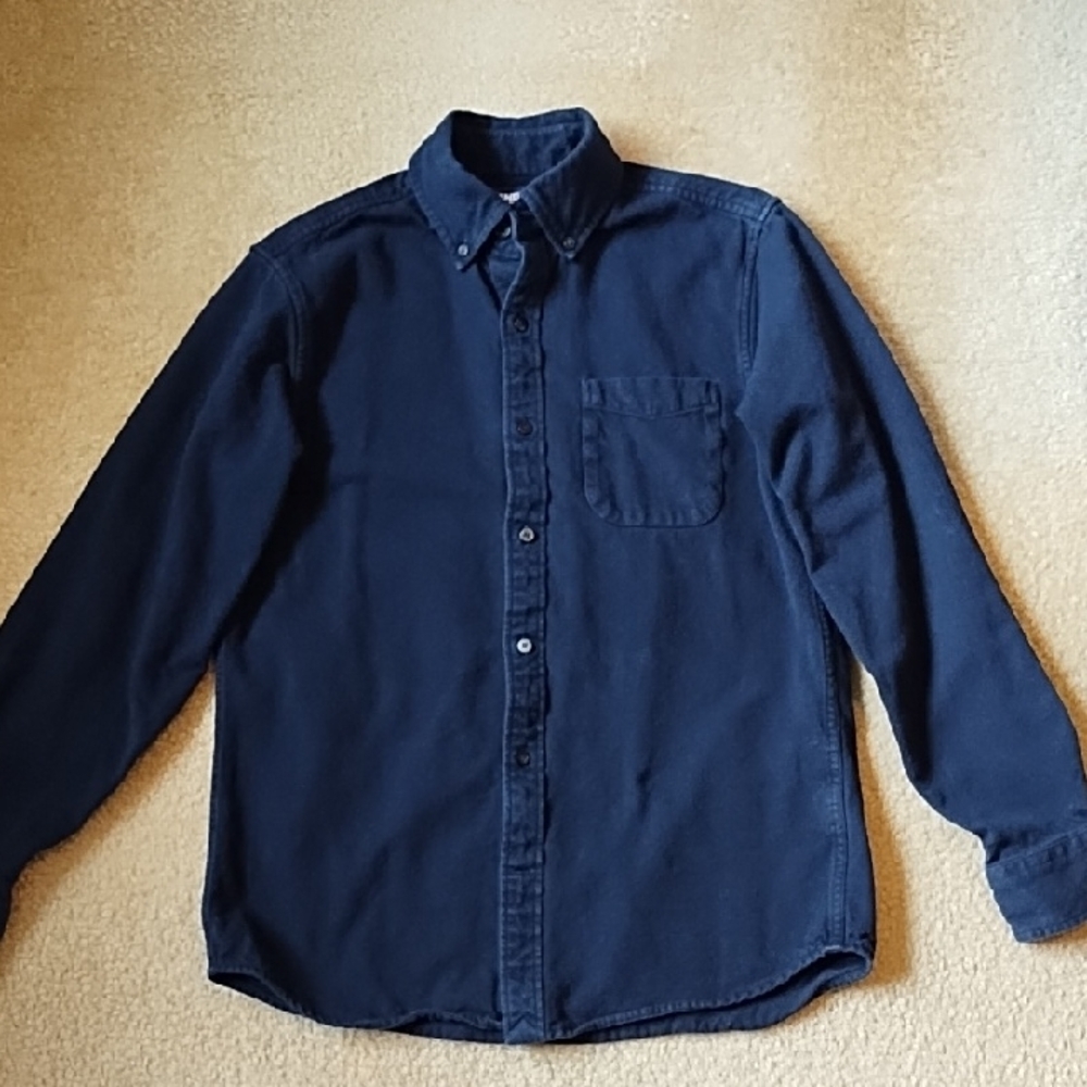 Lands End Flannel Shirt Mens Size Medium 38-40 Traditional Fit Button Down Black
